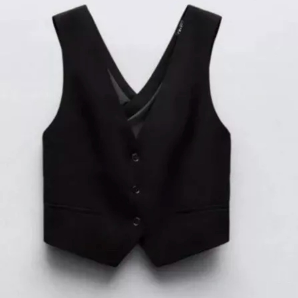 Zara Black V-Neck Tailored Vest
